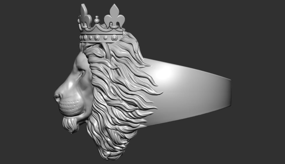lion head with crown ring 3d print 3D print model_4