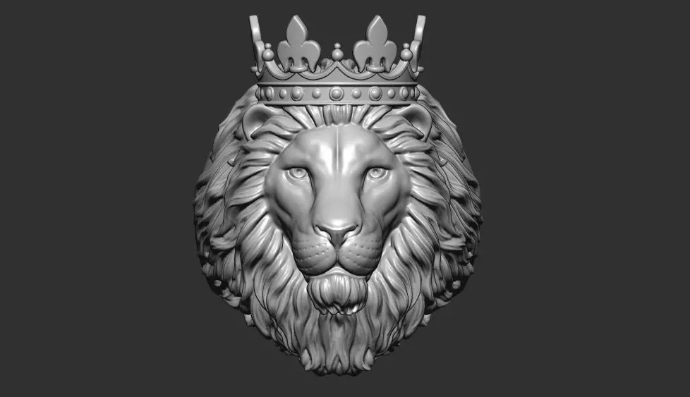 lion head with crown ring 3d print 3D print model_0