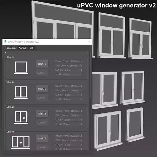 uPVC Window Generator v2 with 16 style 3D model