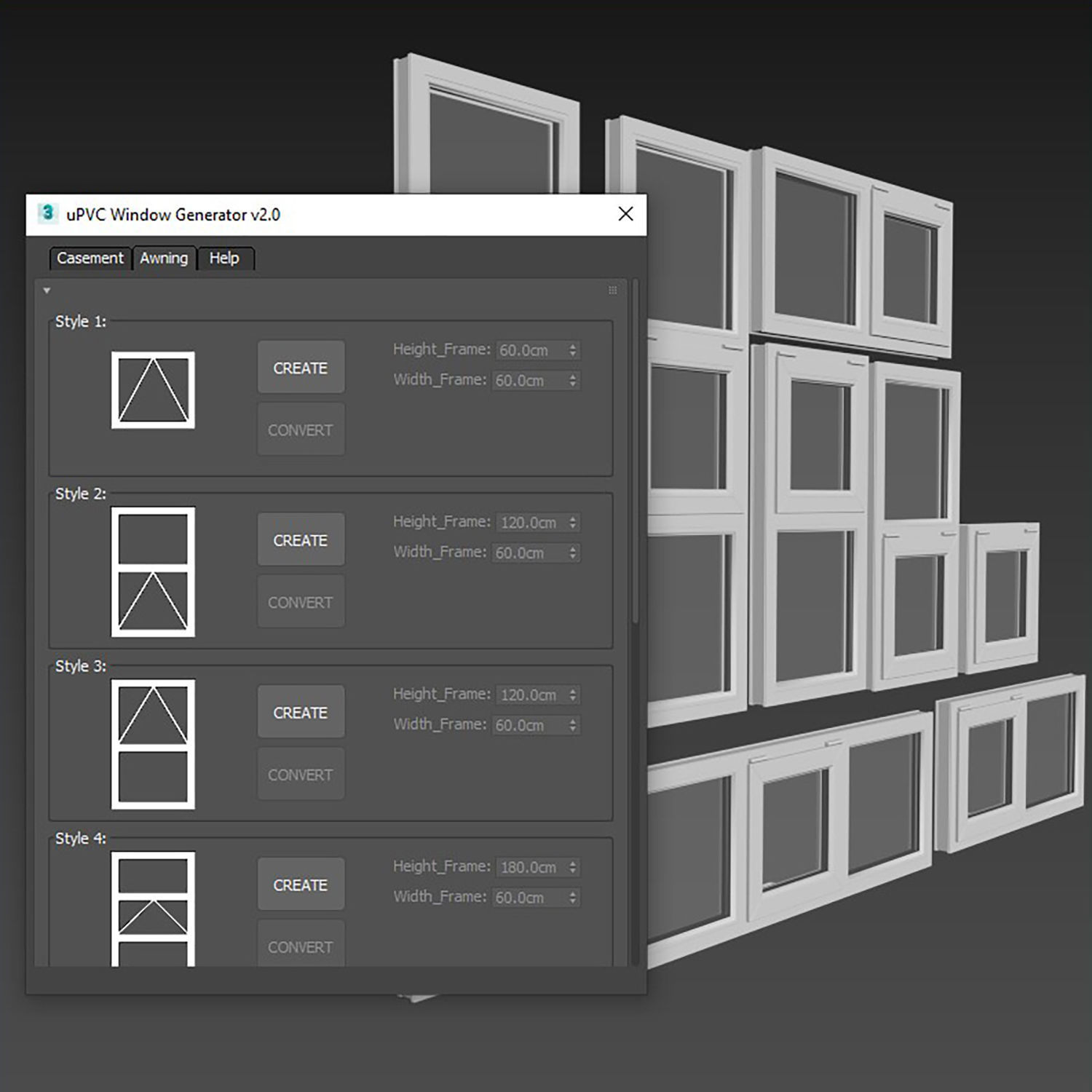 uPVC Window Generator v2 with 16 style 3D model | CGTrader