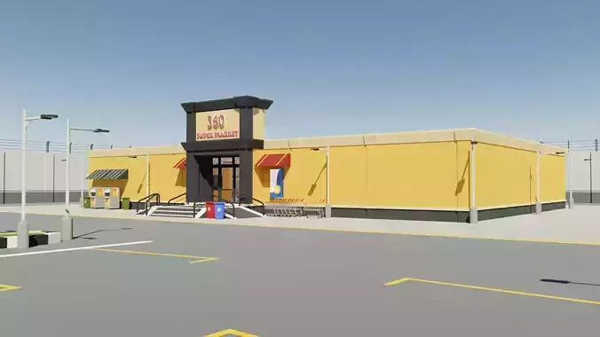 360 Supermarket Low-poly 3D model