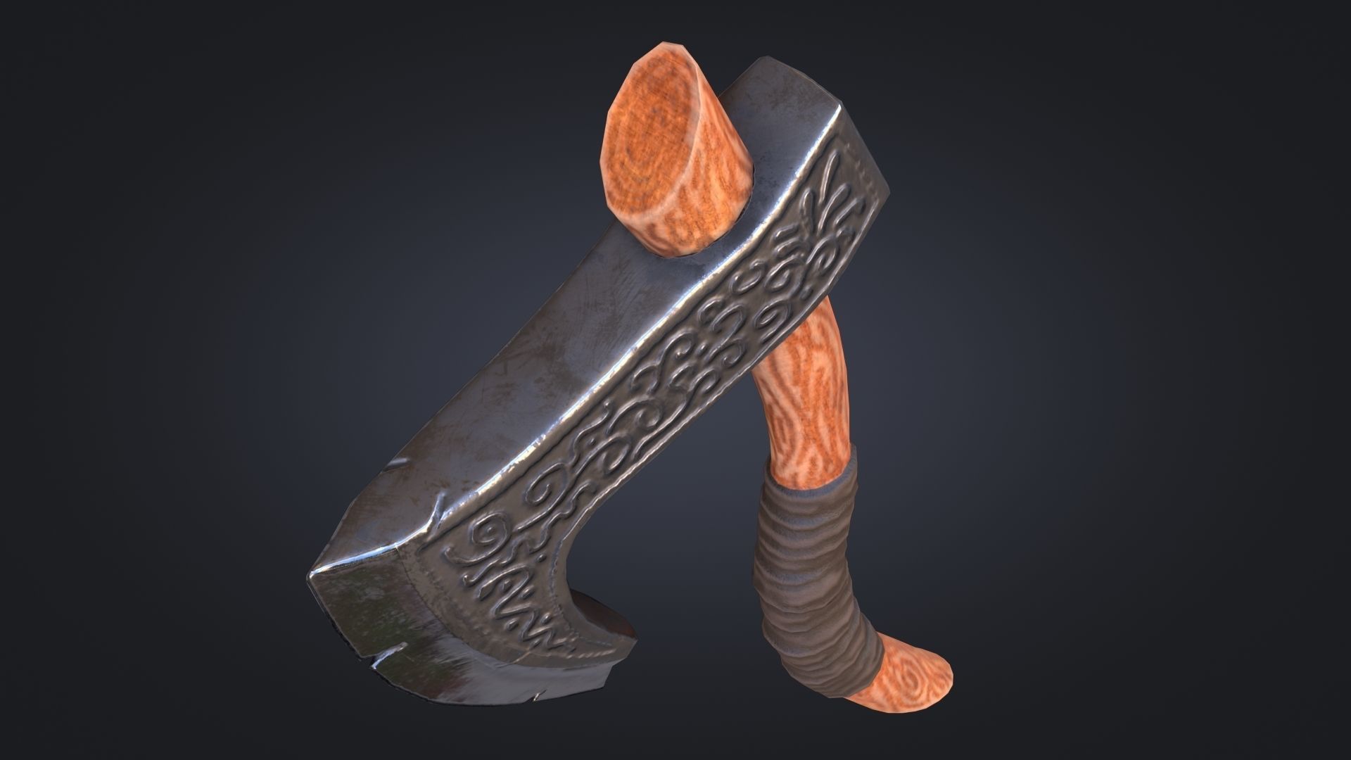 Viking Axe Warrior Melee Weapon for Games Unity Unreal Engine Low-poly 3D model_5