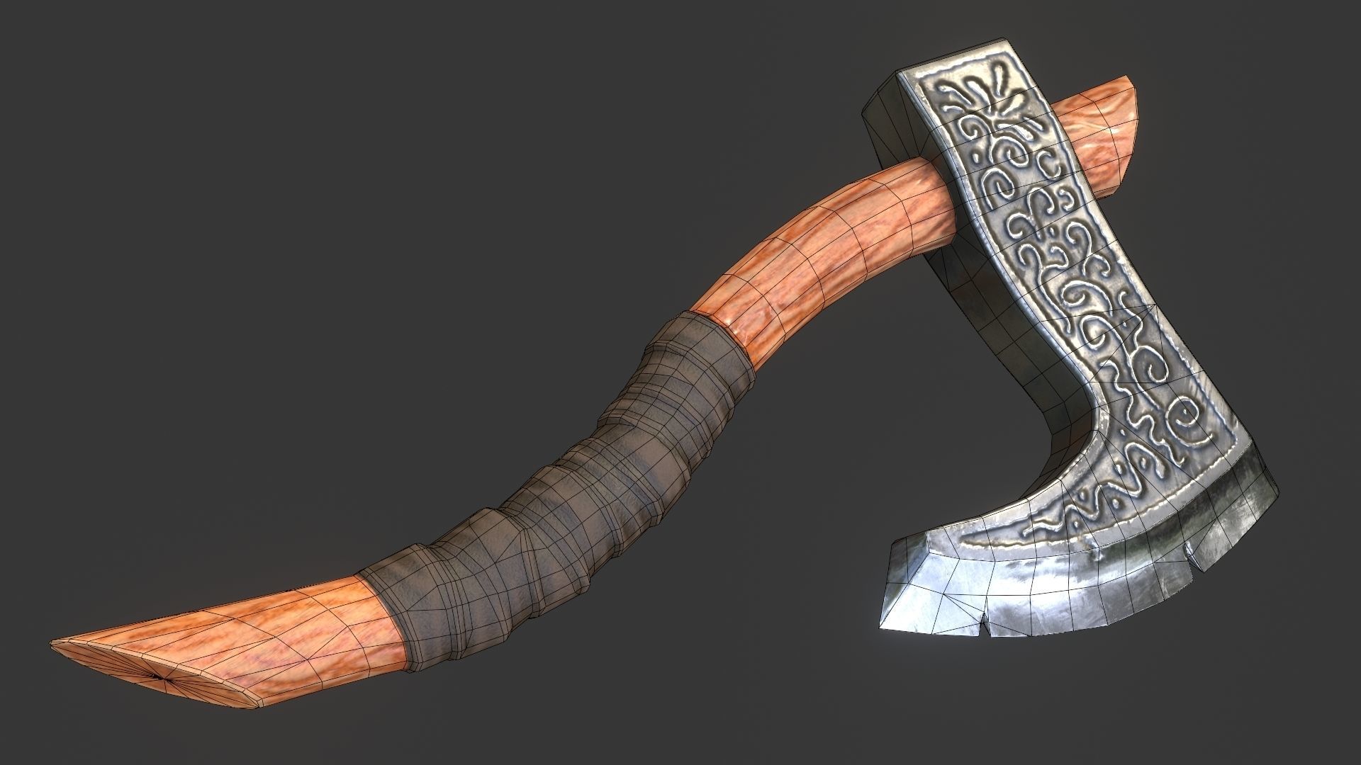 Viking Axe Warrior Melee Weapon for Games Unity Unreal Engine Low-poly 3D model_8