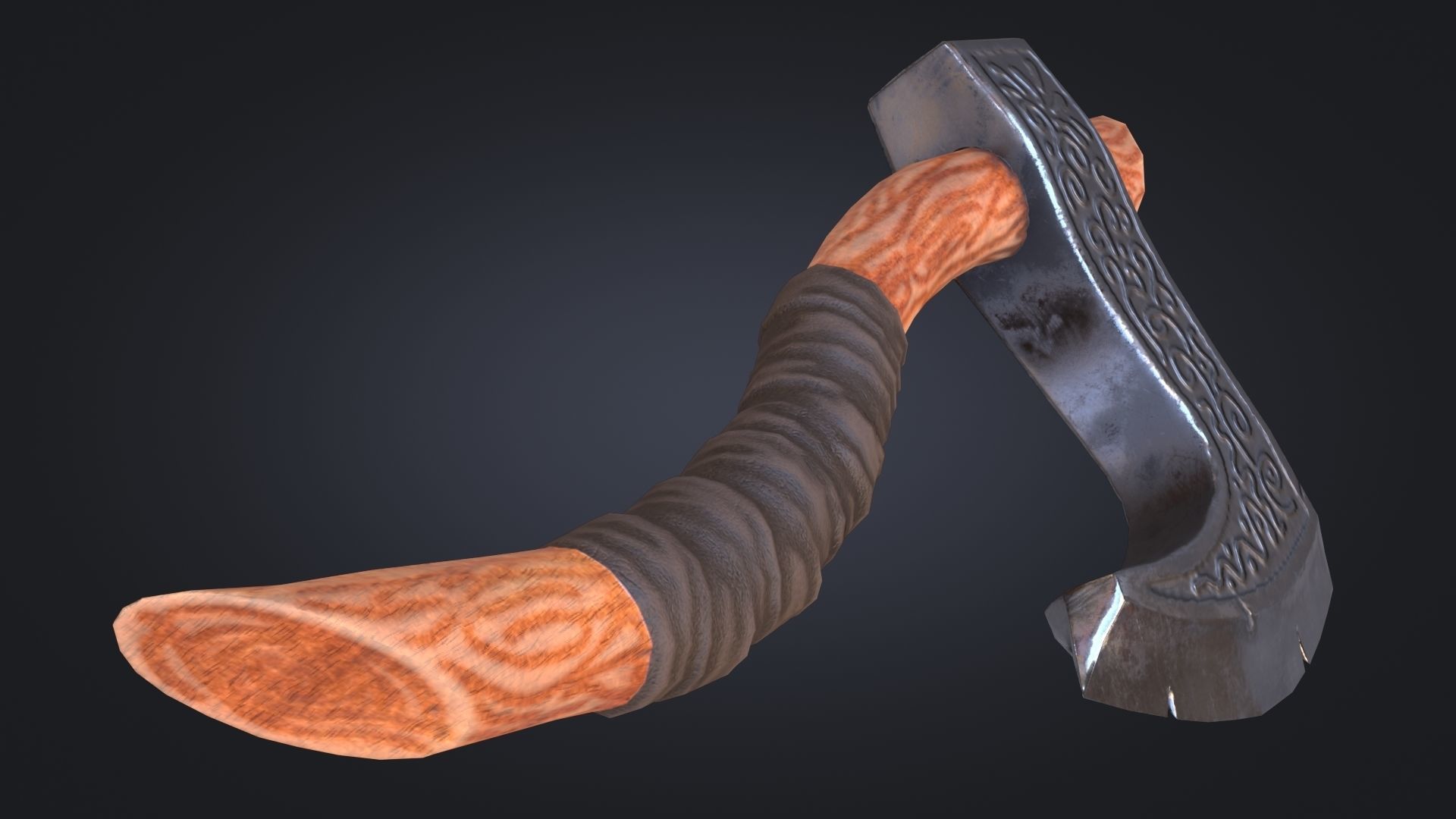 Viking Axe Warrior Melee Weapon for Games Unity Unreal Engine Low-poly 3D model_6