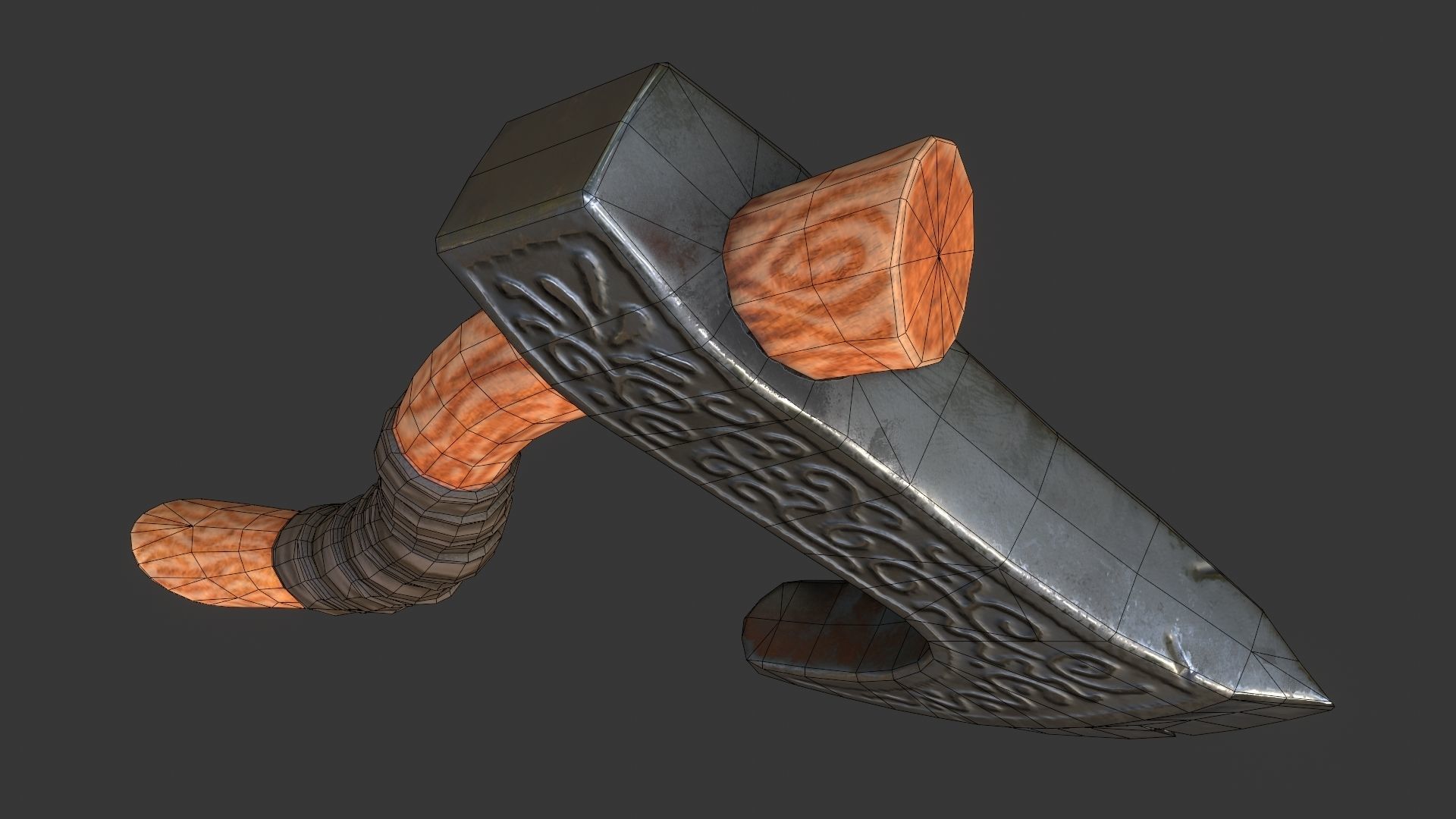 Viking Axe Warrior Melee Weapon for Games Unity Unreal Engine Low-poly 3D model_9