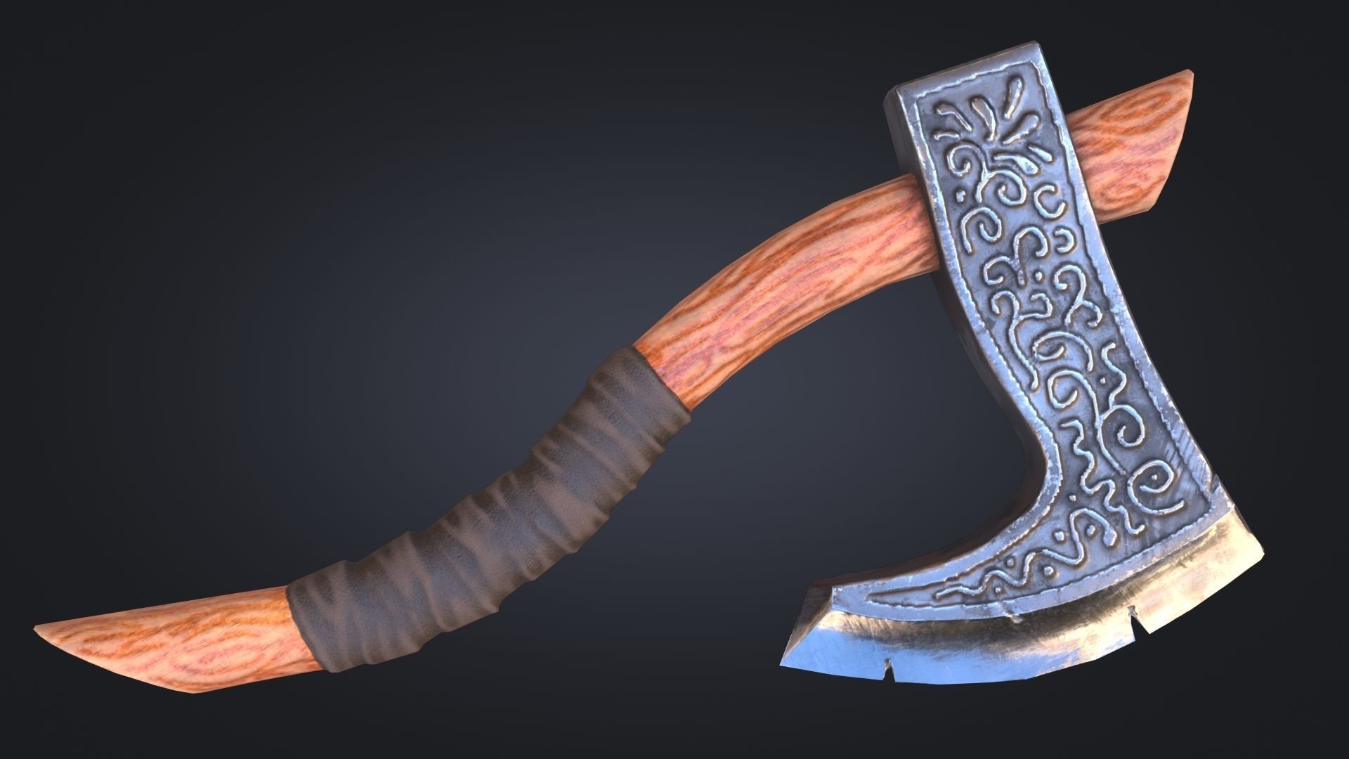 Viking Axe Warrior Melee Weapon for Games Unity Unreal Engine Low-poly 3D model_1