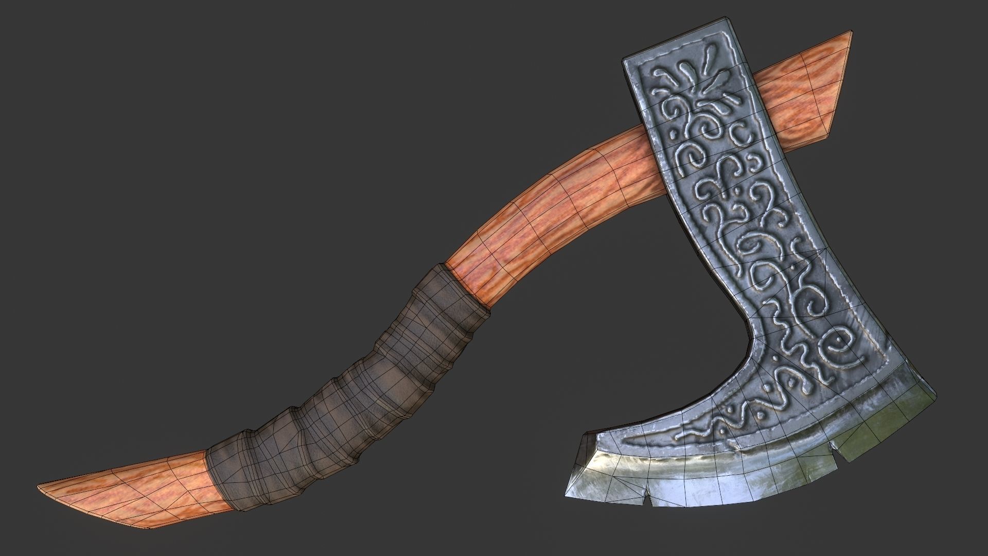 Viking Axe Warrior Melee Weapon for Games Unity Unreal Engine Low-poly 3D model_7