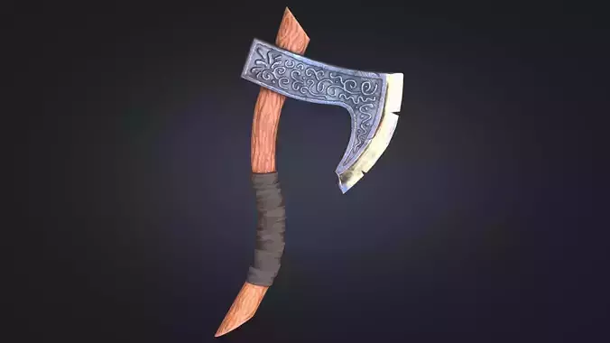 Viking Axe Warrior Melee Weapon for Games Unity Unreal Engine Low-poly 3D model