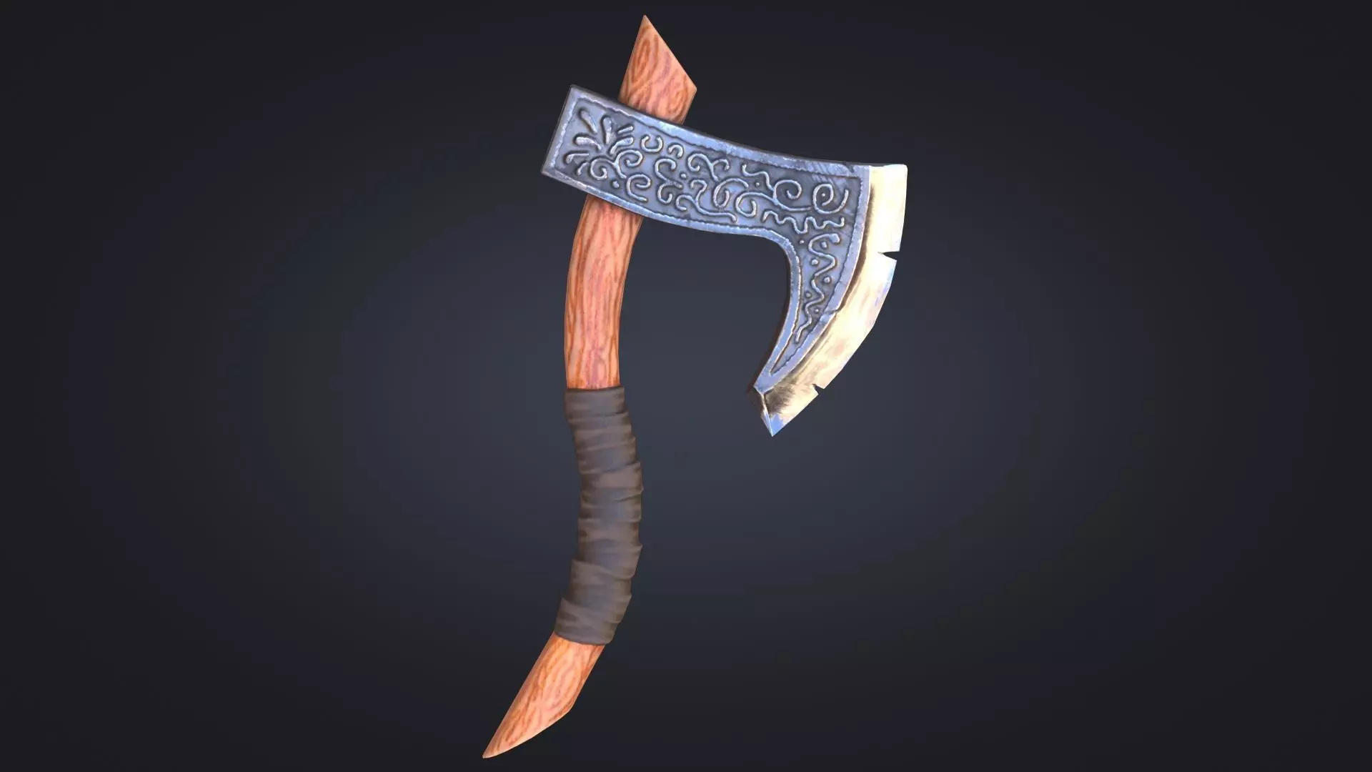 Viking Axe Warrior Melee Weapon for Games Unity Unreal Engine Low-poly 3D model_0