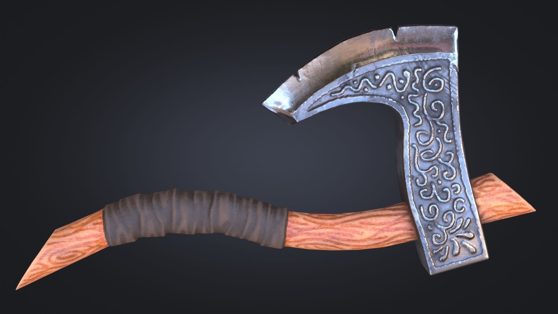 Viking Axe Warrior Melee Weapon for Games Unity Unreal Engine Low-poly 3D model_2