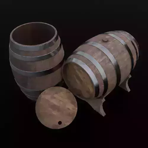 Wood-Barrel LowPoly wooden wine barrel