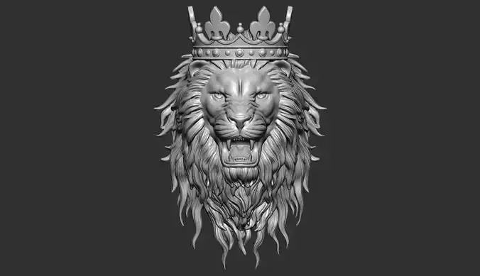 Angry crowned lion pendant 3d print 3D print model