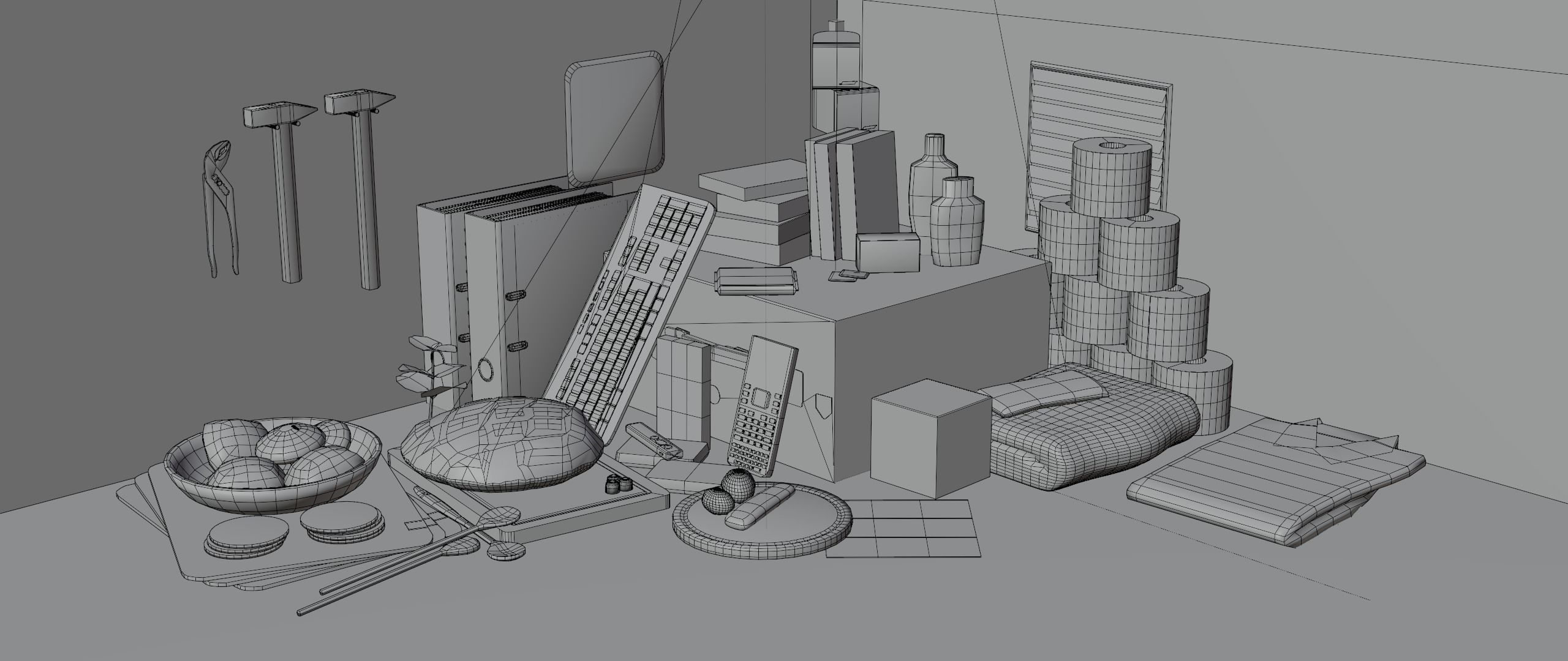 decorative background objects 3D model_1