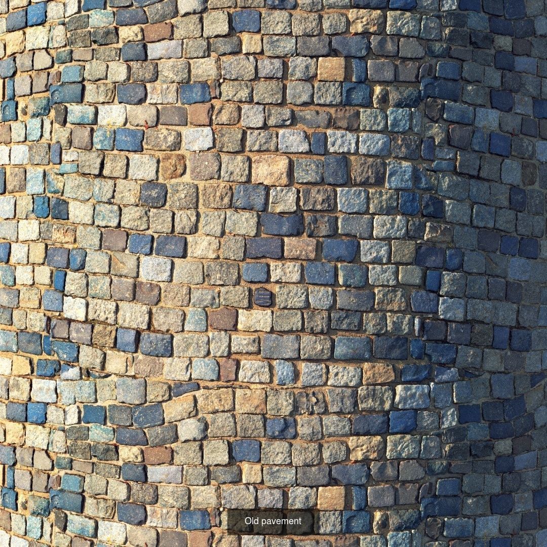  Realistic scanned PBR materials of paving stones and sidewalks 3D Model Collection_11