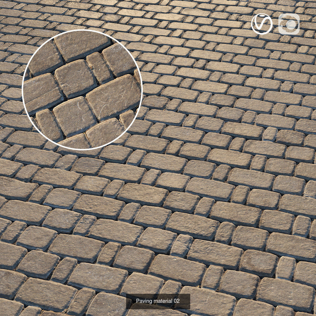  Realistic scanned PBR materials of paving stones and sidewalks 3D Model Collection_13