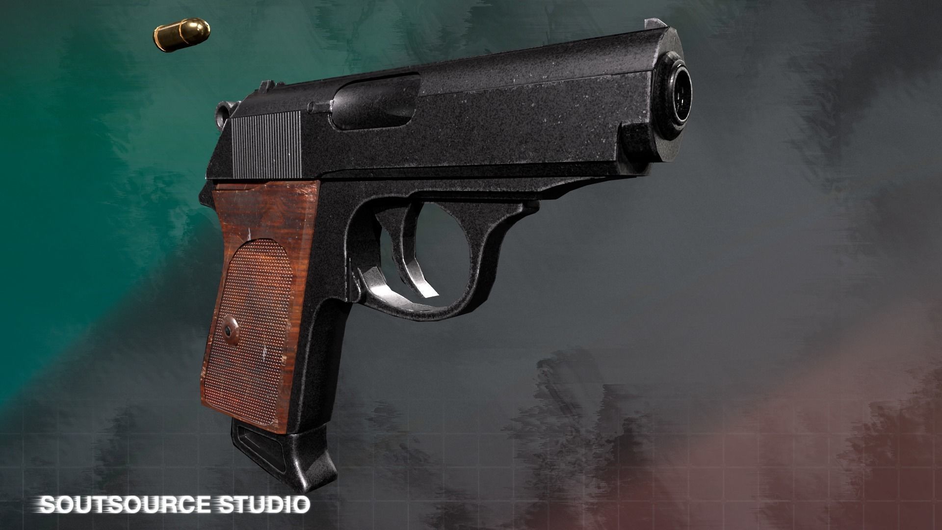 Walther PPK LowPoly Gameready by SoutSource Studio Low-poly 3D model_4