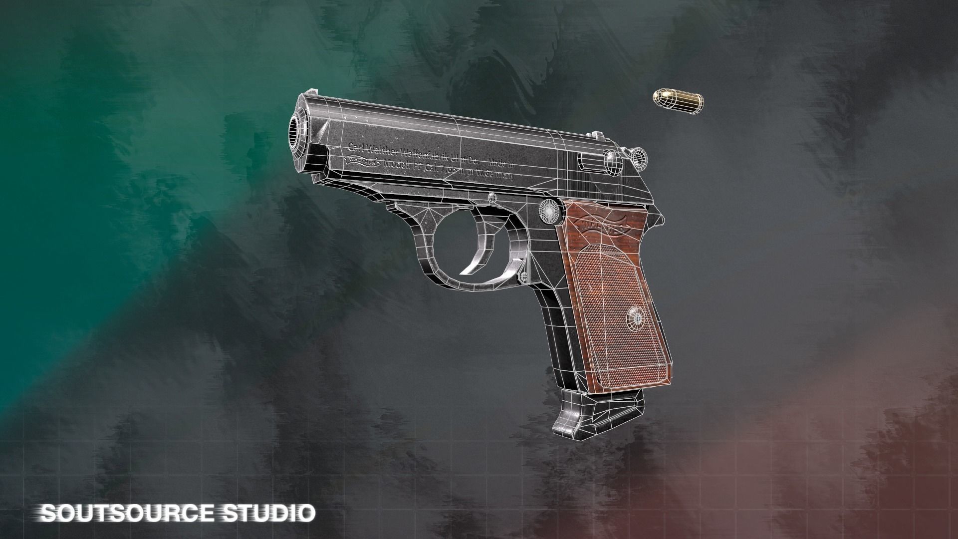 Walther PPK LowPoly Gameready by SoutSource Studio Low-poly 3D model_8