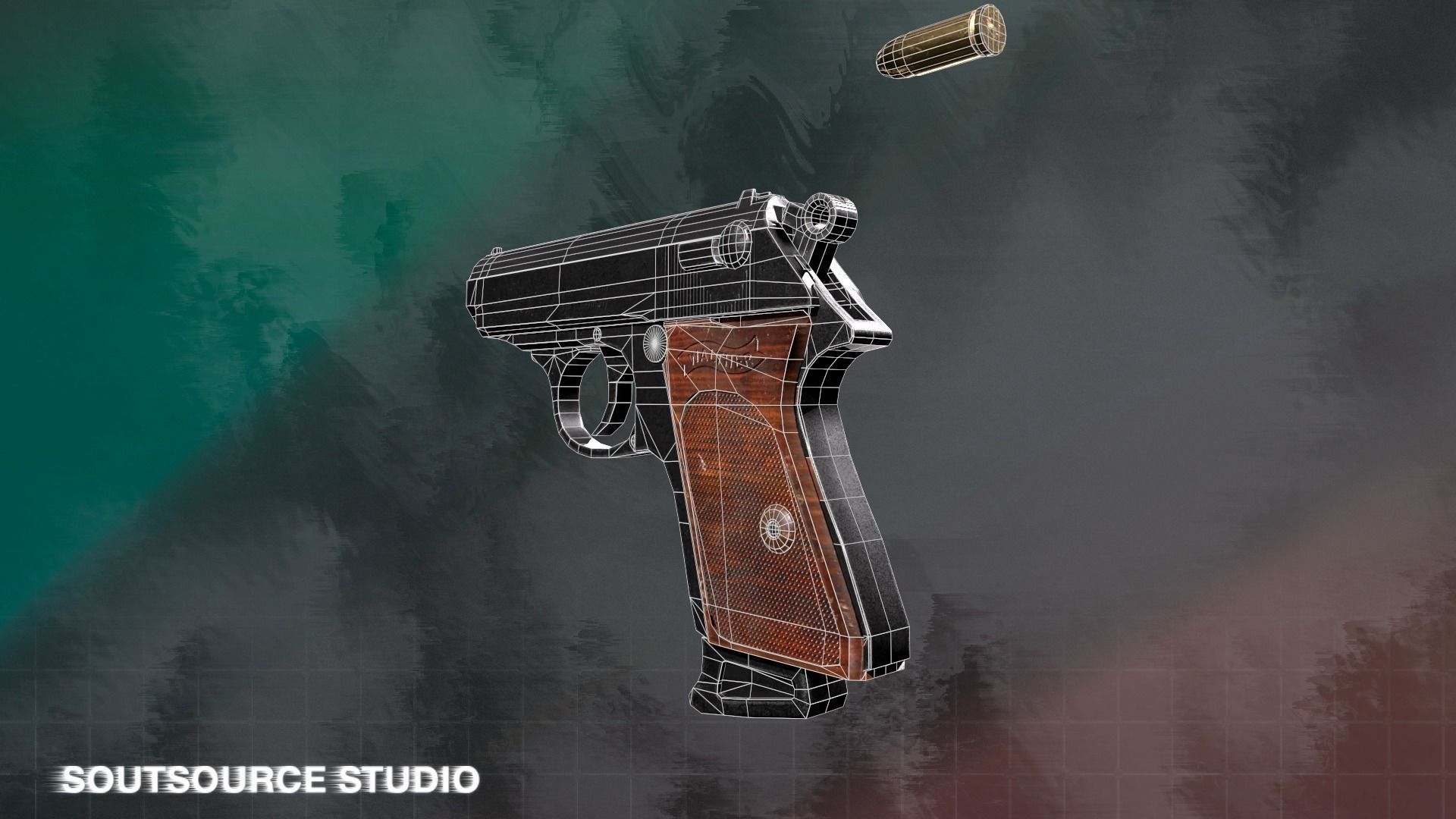 Walther PPK LowPoly Gameready by SoutSource Studio Low-poly 3D model_9