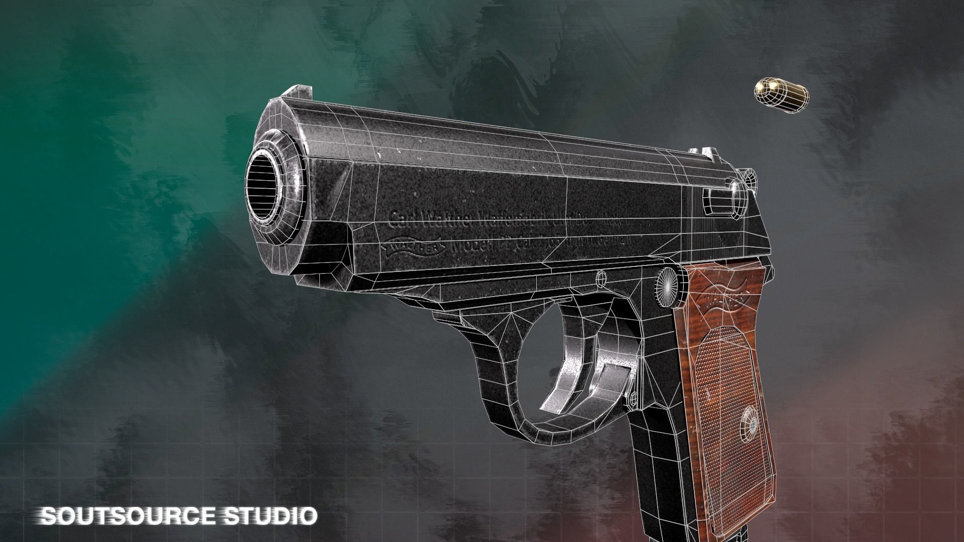 Walther PPK LowPoly Gameready by SoutSource Studio Low-poly 3D model_10