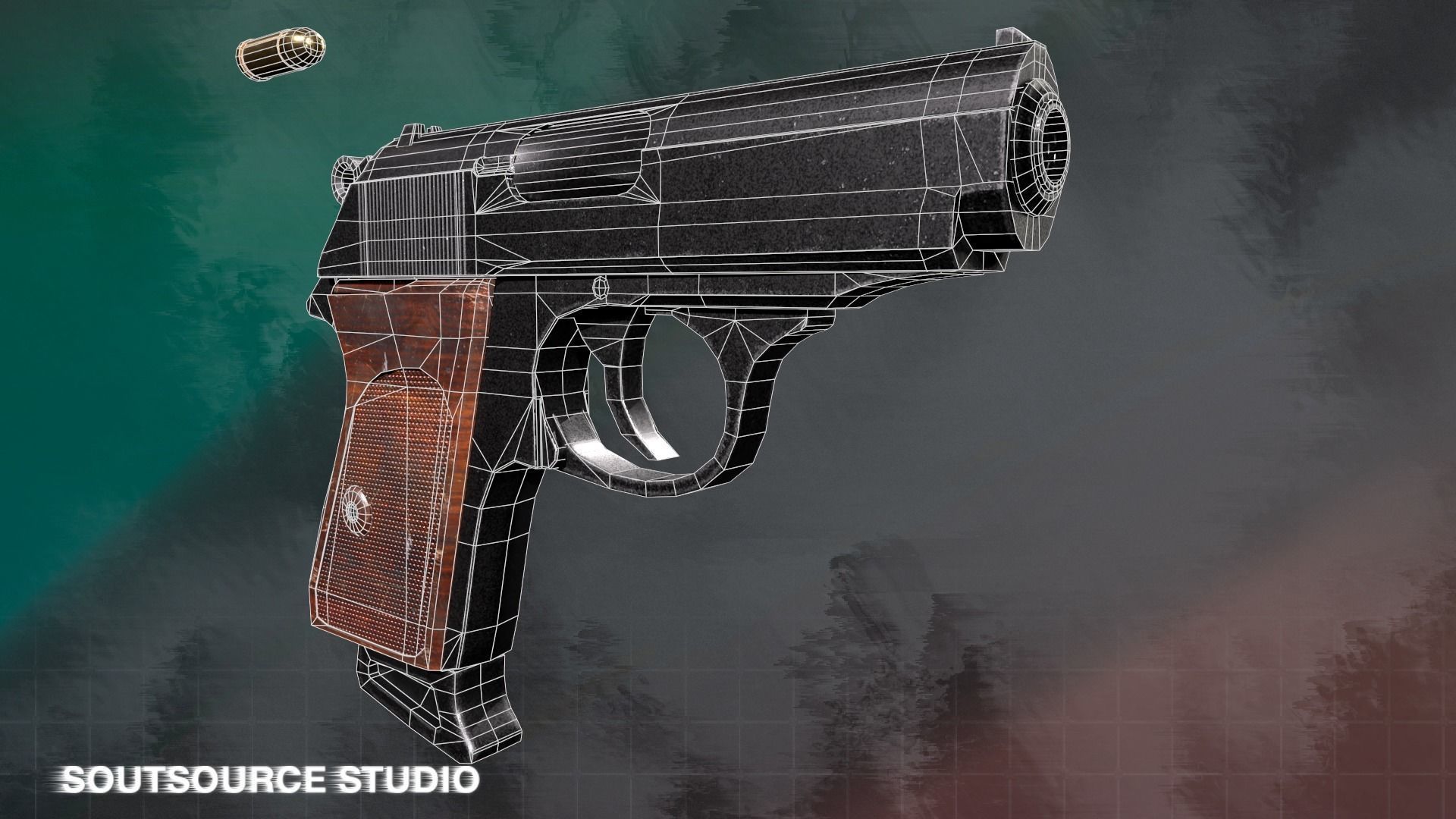 Walther PPK LowPoly Gameready by SoutSource Studio Low-poly 3D model_11