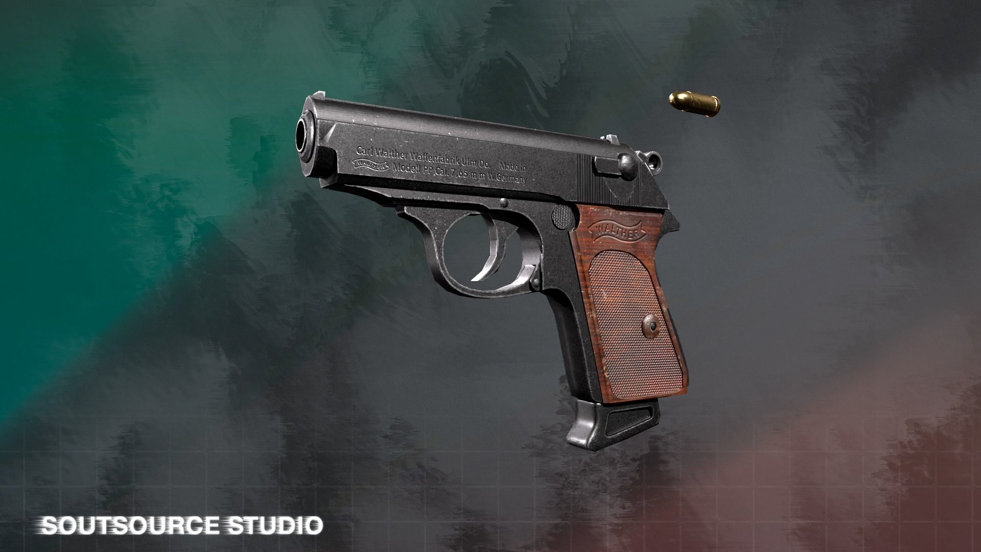 Walther PPK LowPoly Gameready by SoutSource Studio Low-poly 3D model_1