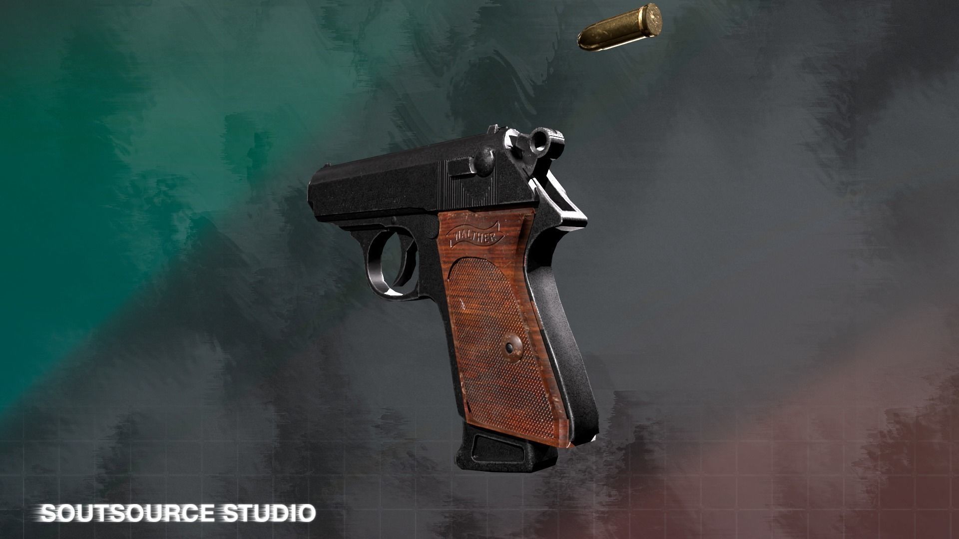 Walther PPK LowPoly Gameready by SoutSource Studio Low-poly 3D model_2