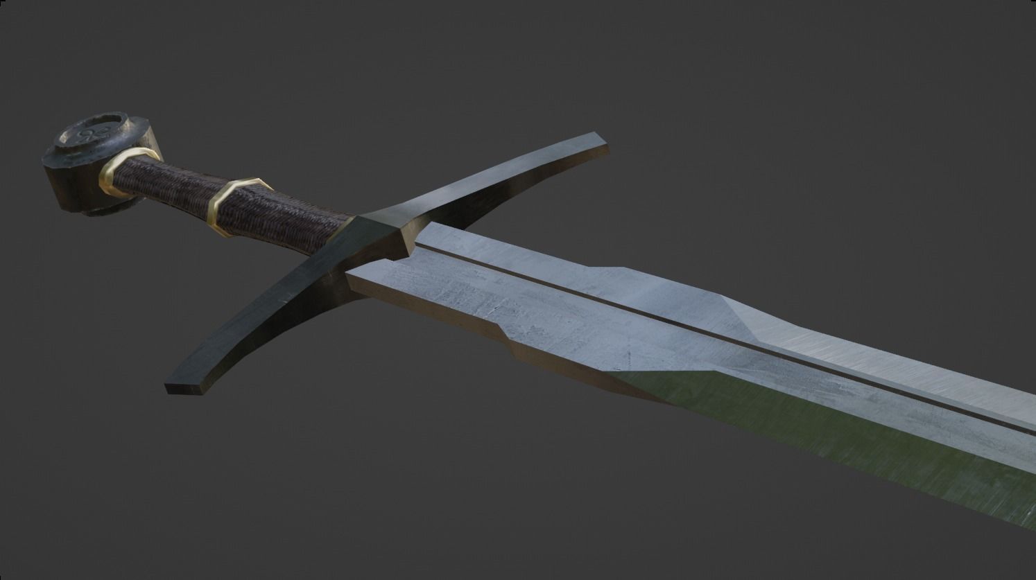 Medieval Sword Low-poly 3D model_2