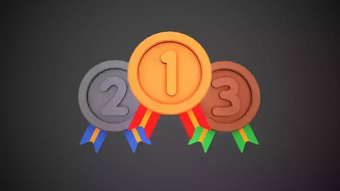 Medals Cartoon Gold Silver Bronze