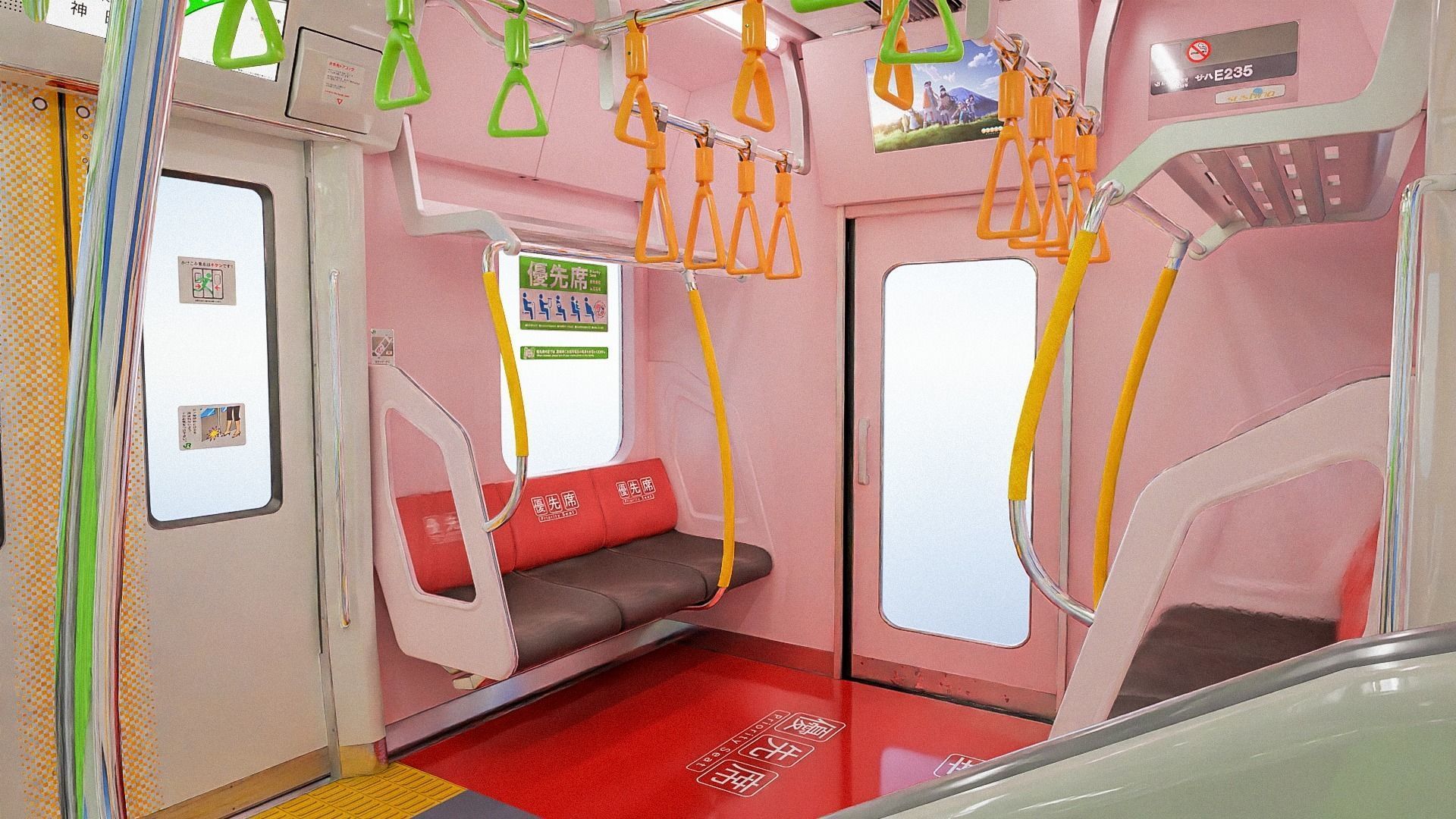 Rigged Train Japanese Yamanote E235 Series  3D model_10