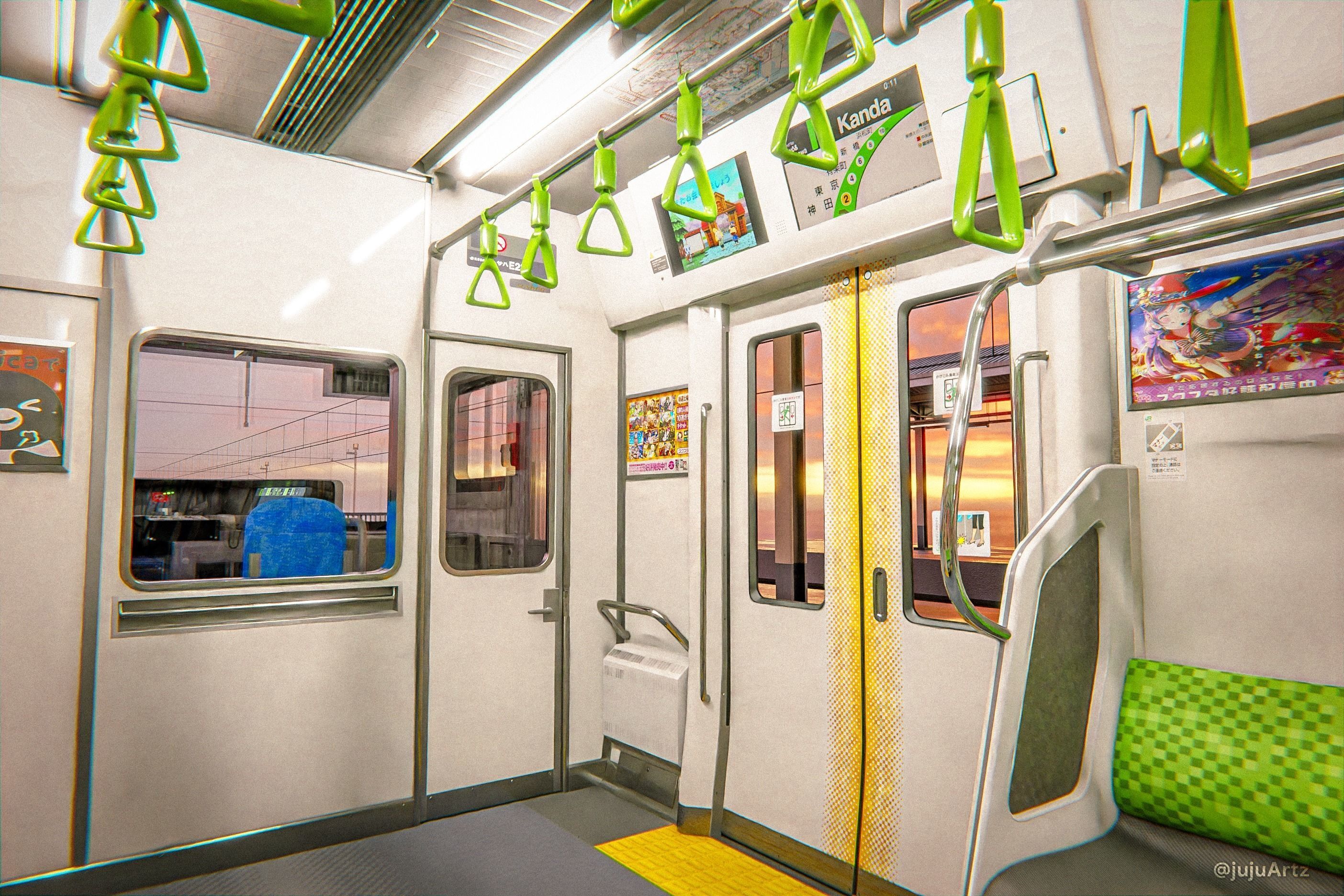 Rigged Train Japanese Yamanote E235 Series  3D model_9