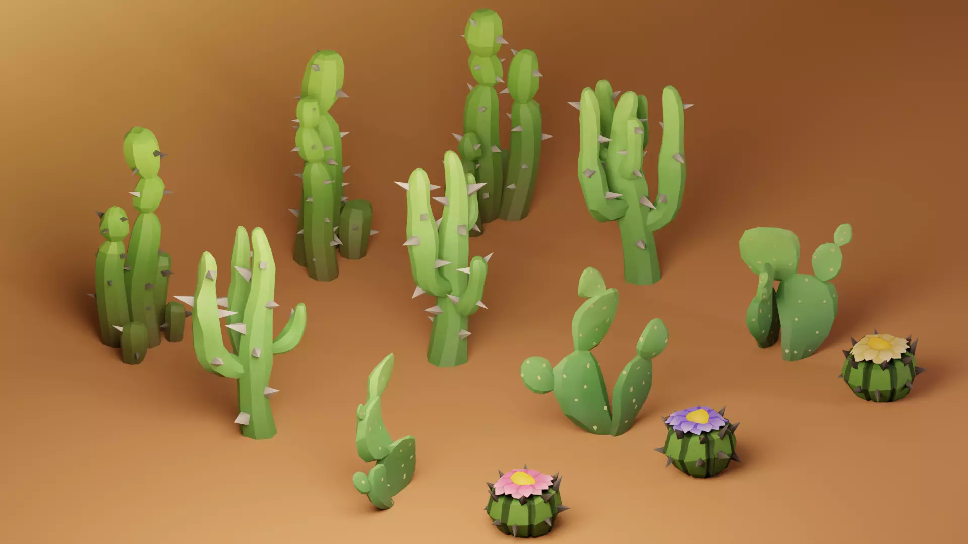 Spiky - Low-Poly Cactus Pack Low-poly 3D model_0