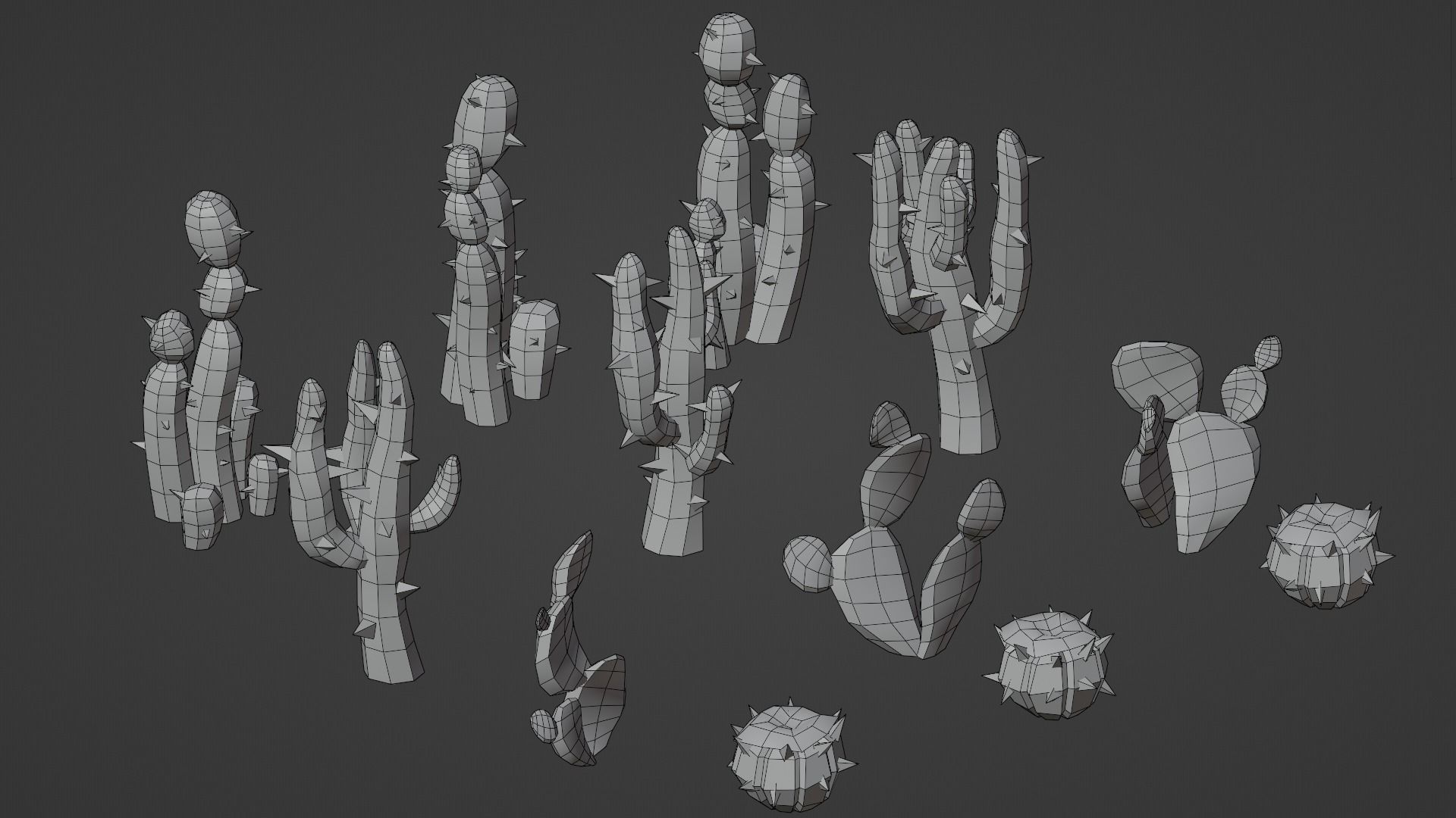 Spiky - Low-Poly Cactus Pack Low-poly 3D model_1