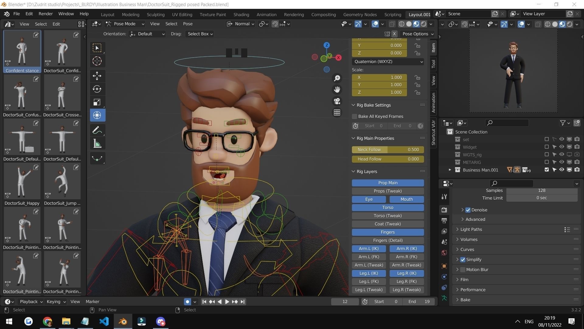 Business Man Character Rigged Low-poly 3D model_6