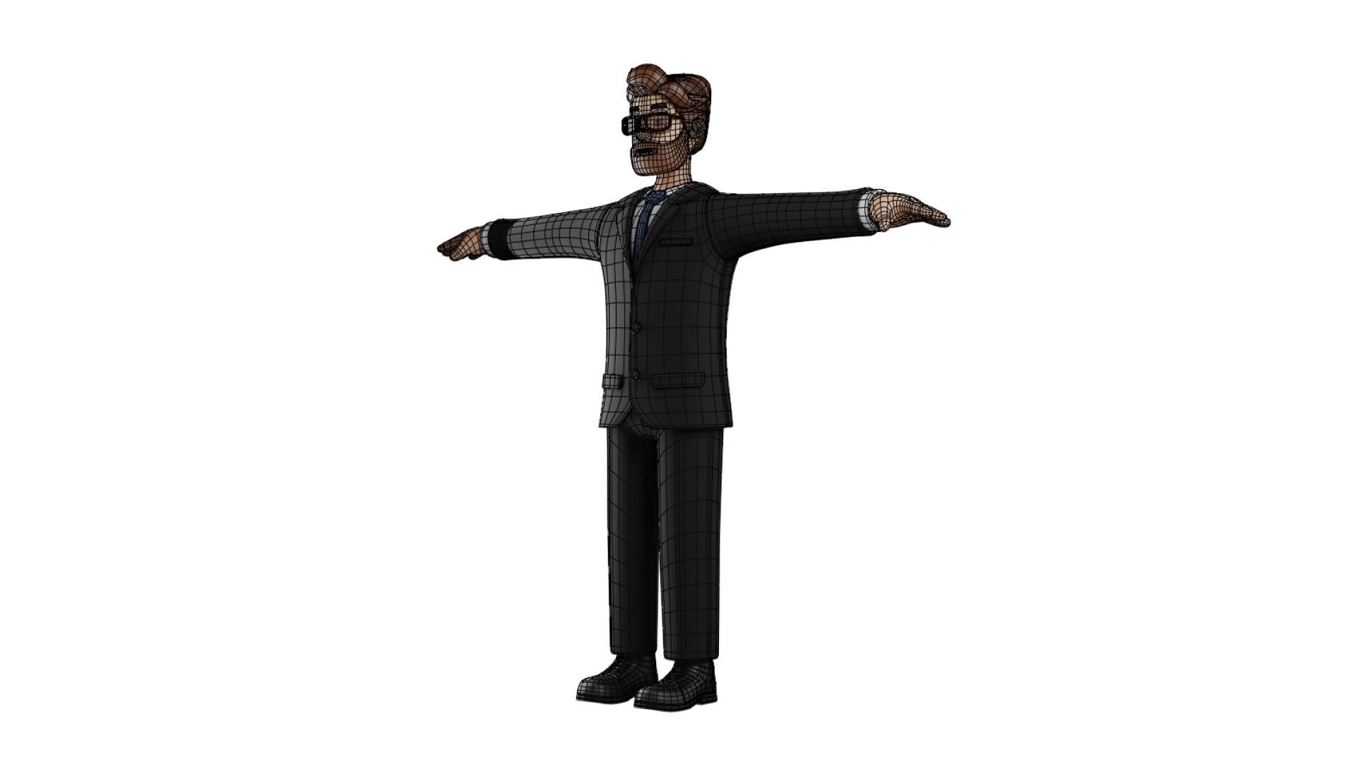 Business Man Character Rigged Low-poly 3D model_27