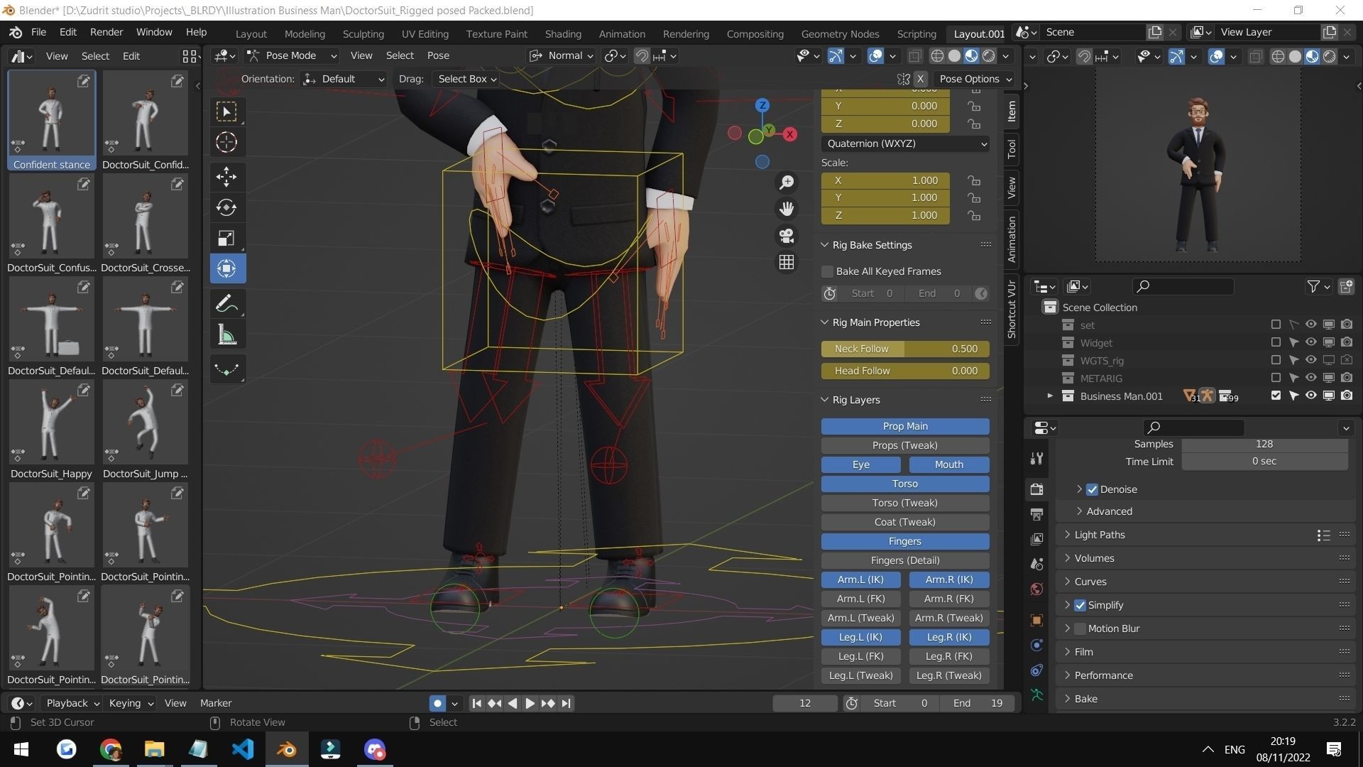Business Man Character Rigged Low-poly 3D model_8