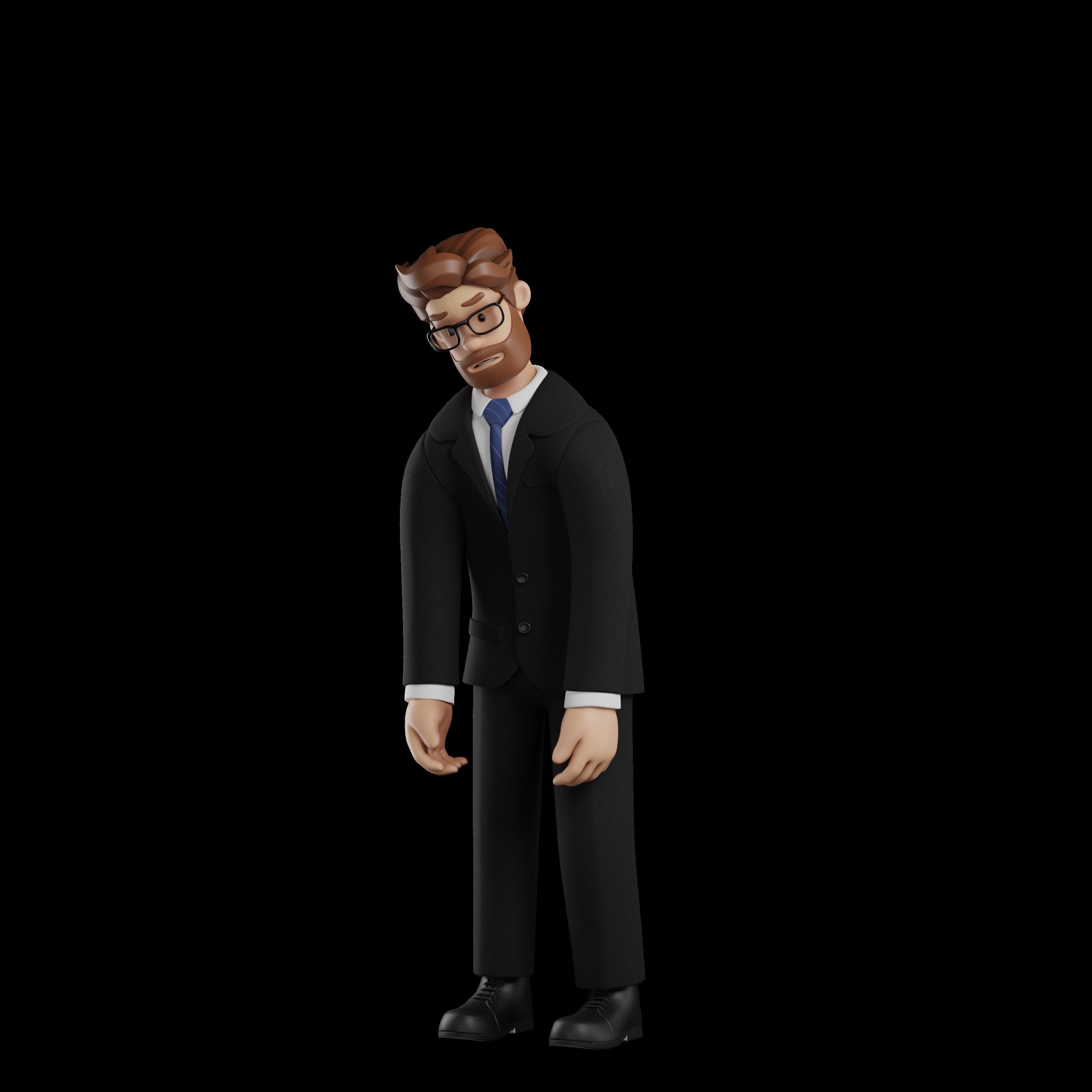 Business Man Character Rigged Low-poly 3D model_33
