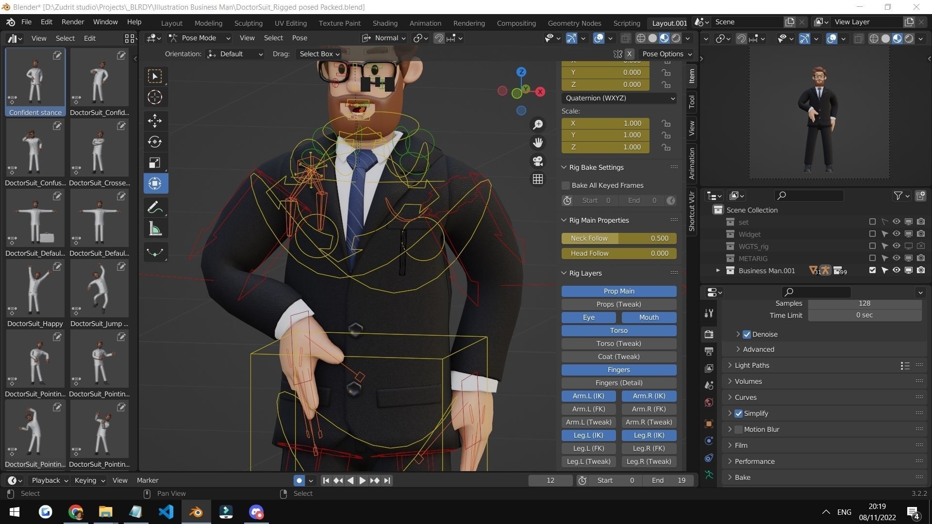 Business Man Character Rigged Low-poly 3D model_7