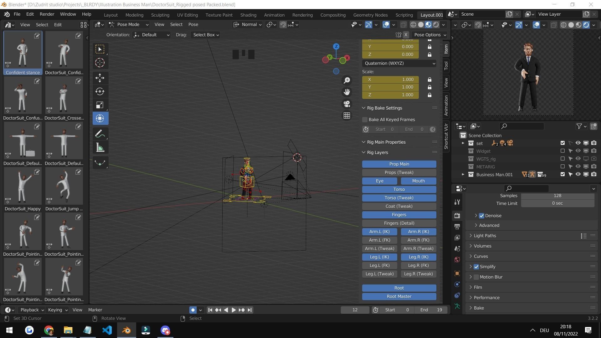 Business Man Character Rigged Low-poly 3D model_16