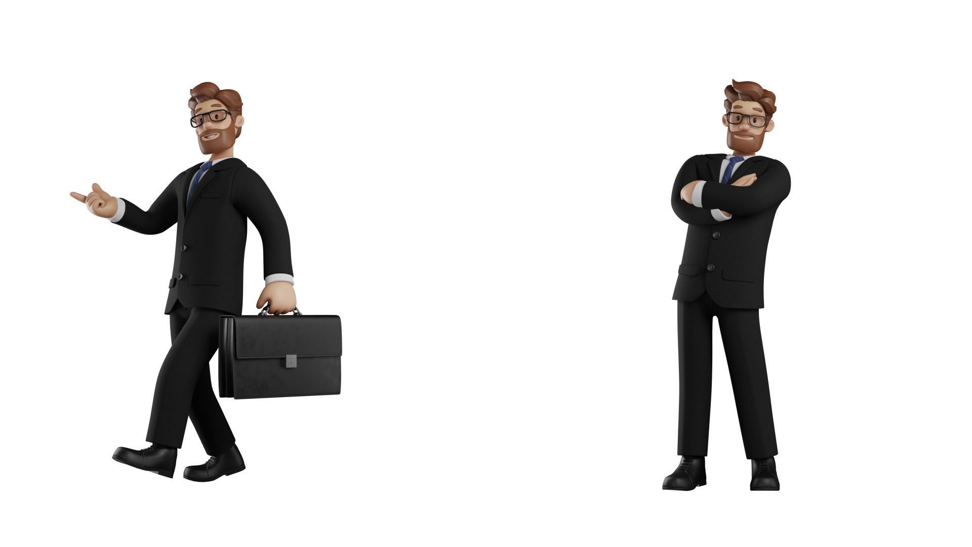 Business Man Character Rigged Low-poly 3D model_9