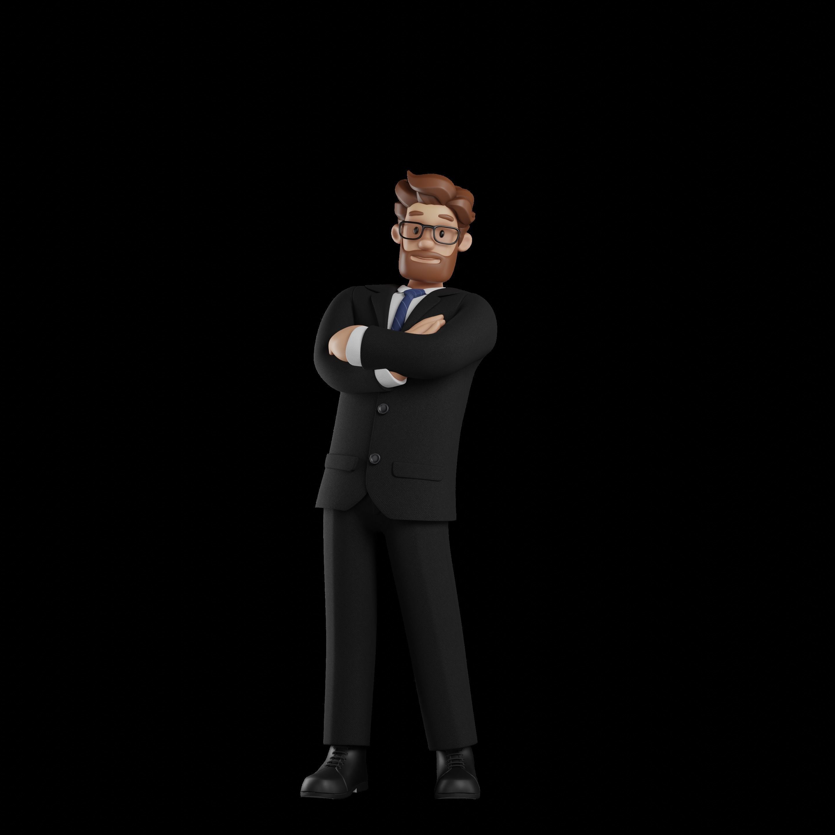 Business Man Character Rigged Low-poly 3D model_31