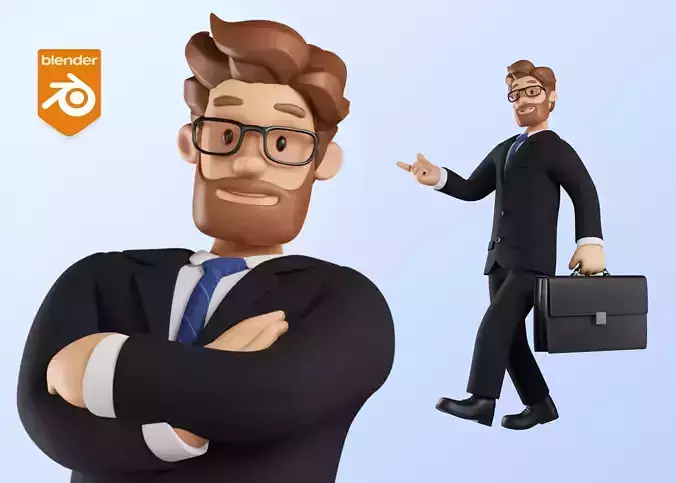 Business Man Character Rigged Low-poly 3D model Business Man Character Rigged Low-poly 3D model