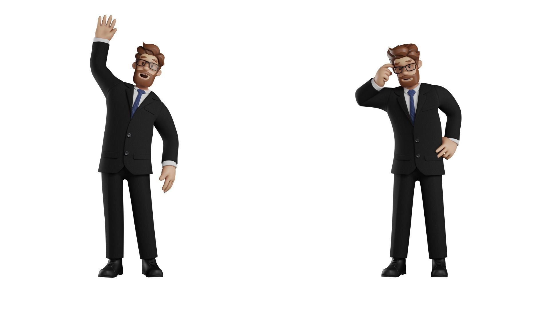 Business Man Character Rigged Low-poly 3D model_17