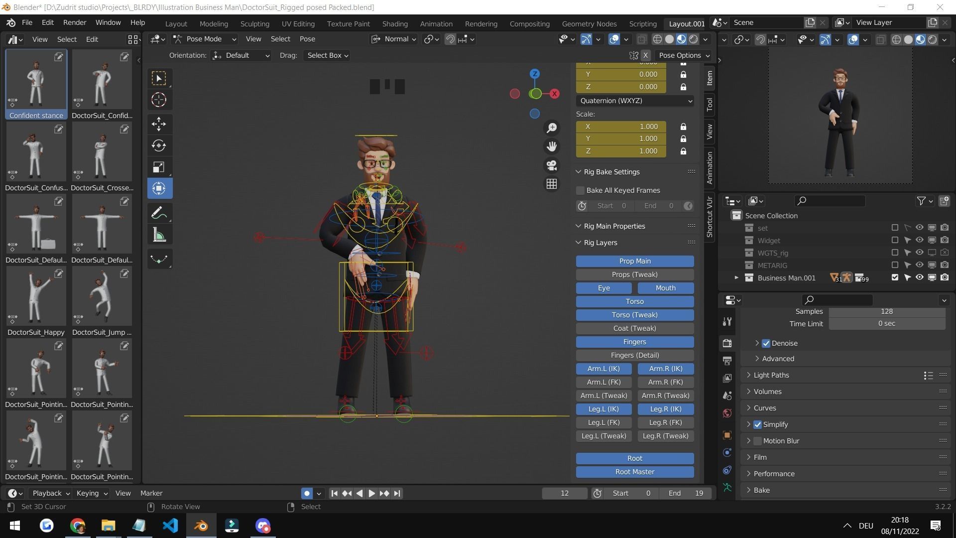 Business Man Character Rigged Low-poly 3D model_2