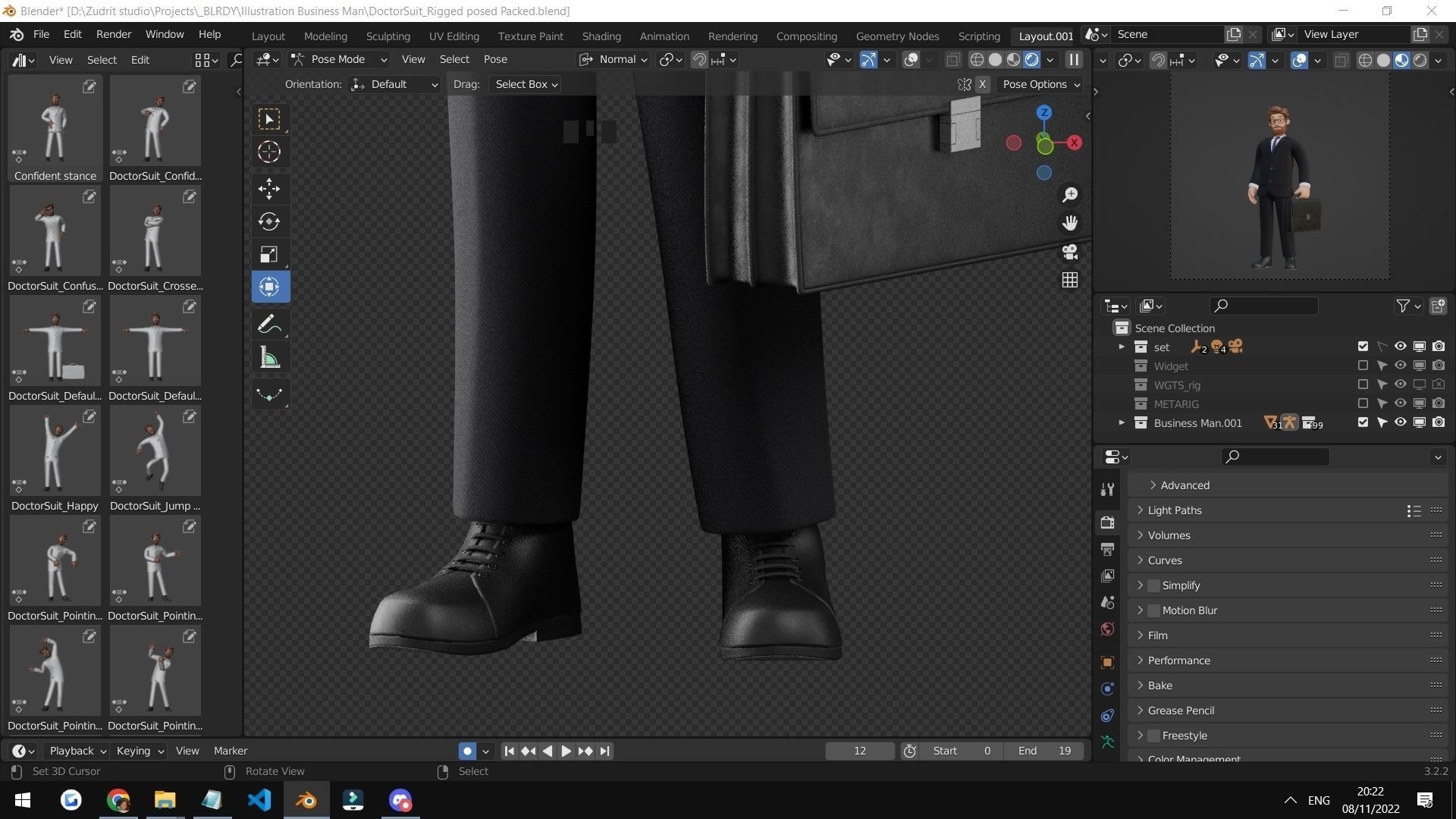 Business Man Character Rigged Low-poly 3D model_13
