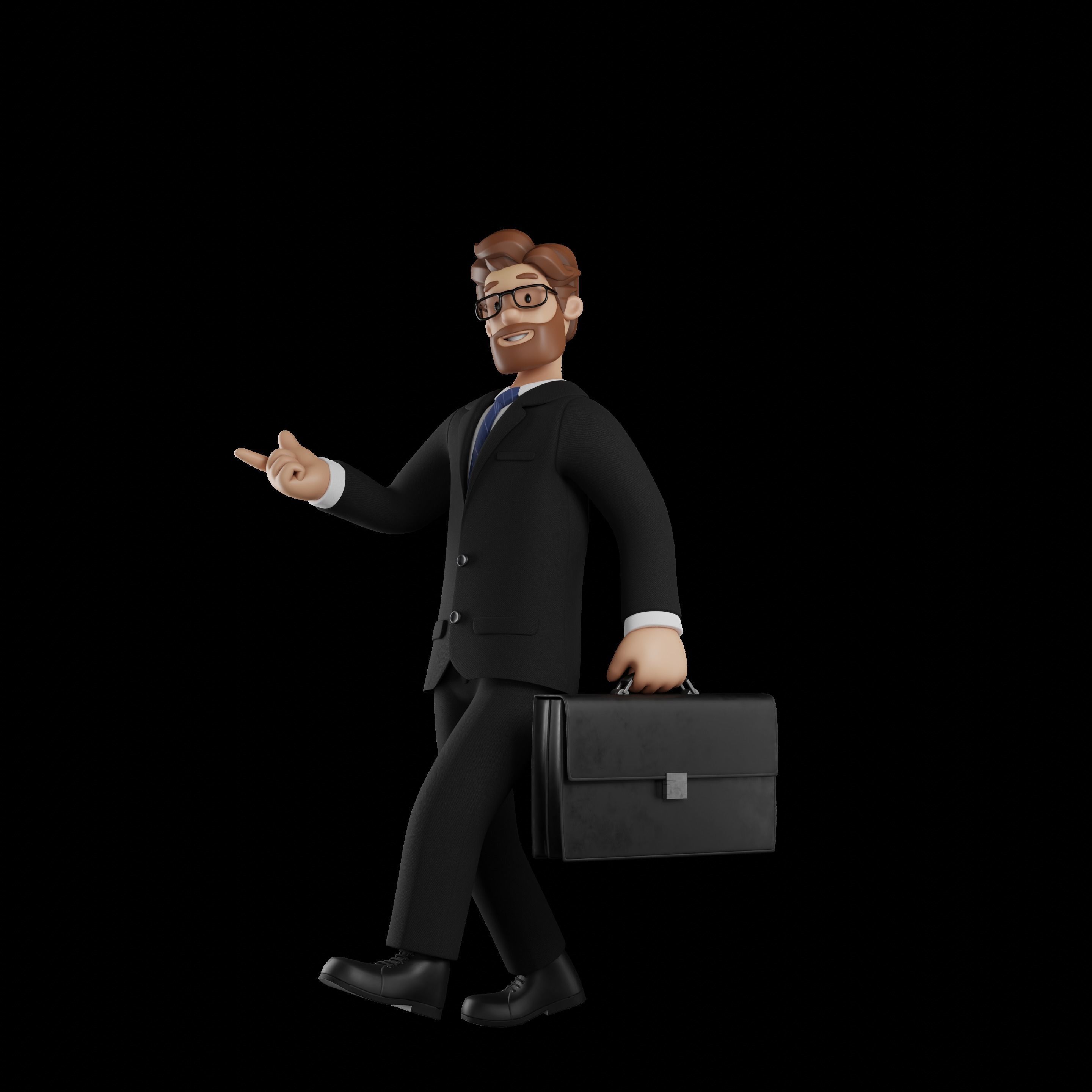 Business Man Character Rigged Low-poly 3D model_32