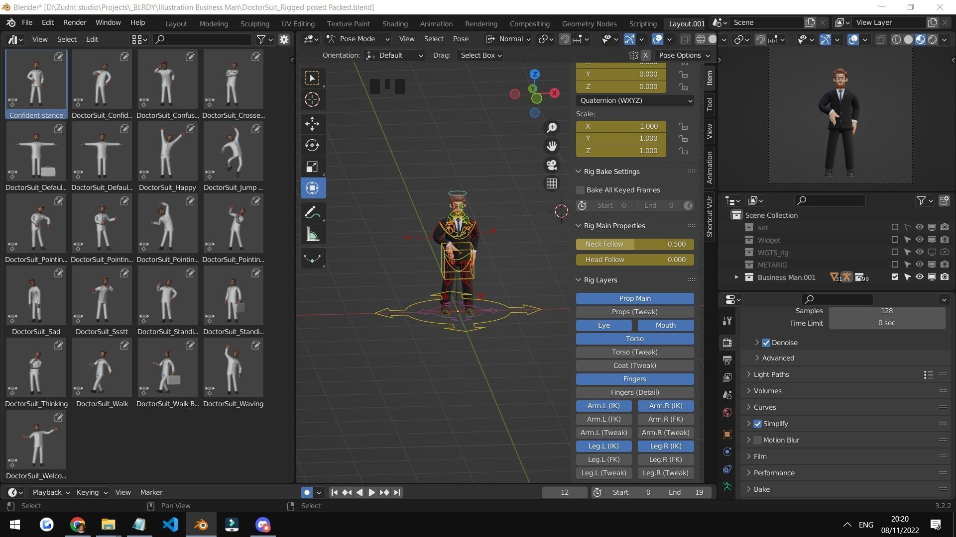 Business Man Character Rigged Low-poly 3D model_18
