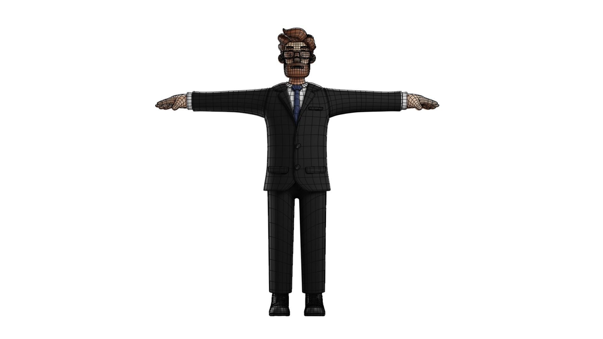 Business Man Character Rigged Low-poly 3D model_25