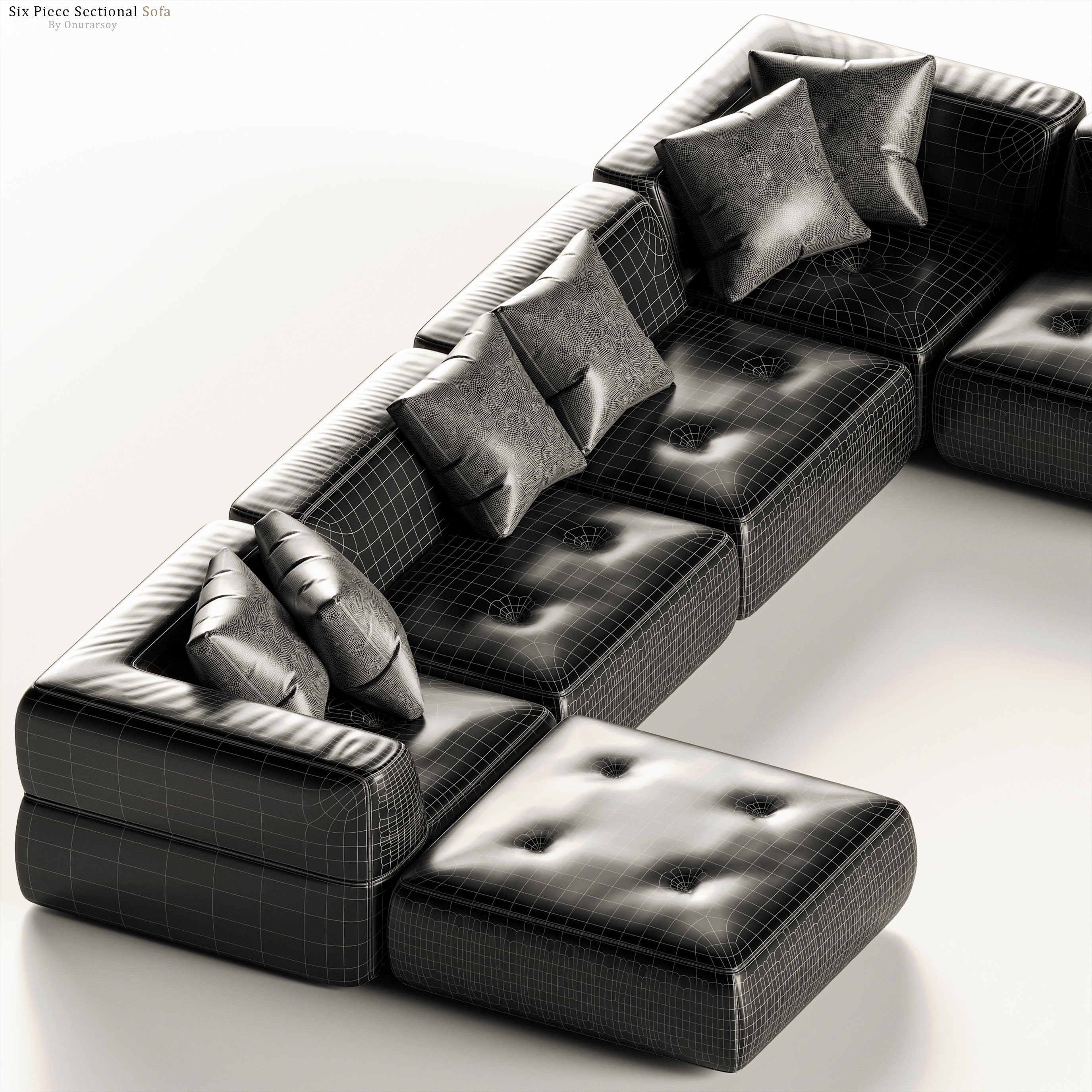 Crate and barrel  Angolare Six Piece Sofa 3D model_2