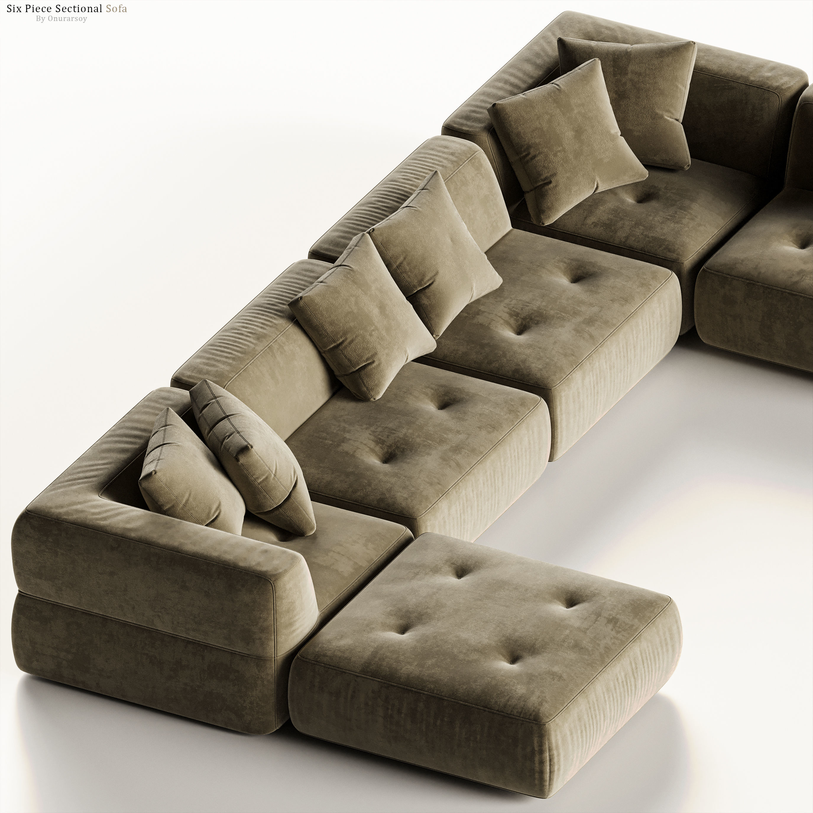 Crate and barrel  Angolare Six Piece Sofa 3D model_1