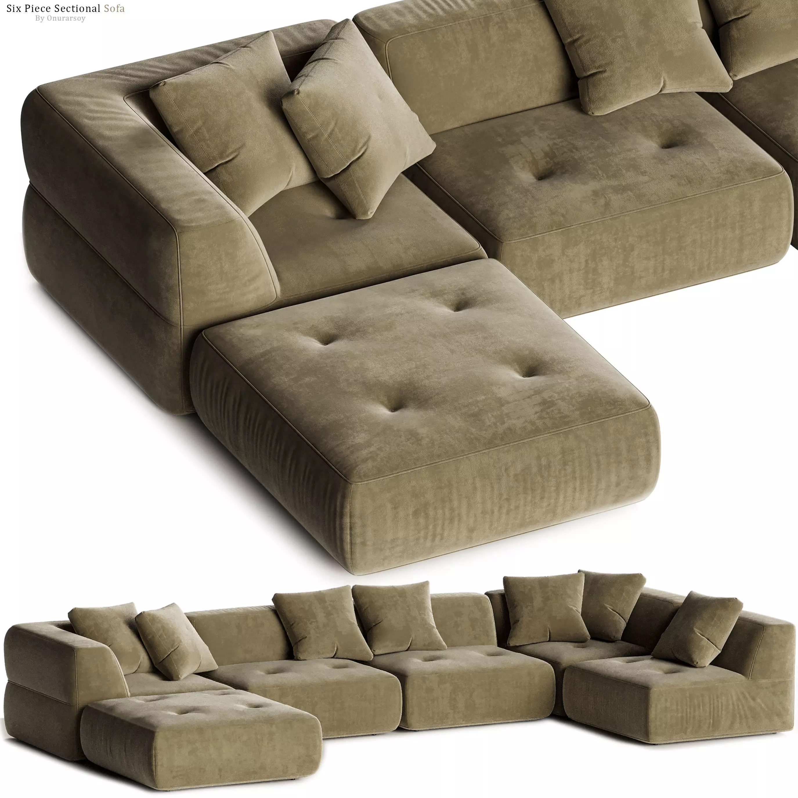Crate and barrel  Angolare Six Piece Sofa 3D model_0